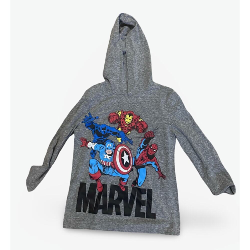 Marvel Avengers Boys Hooded Shirt Size 4/5 Gray